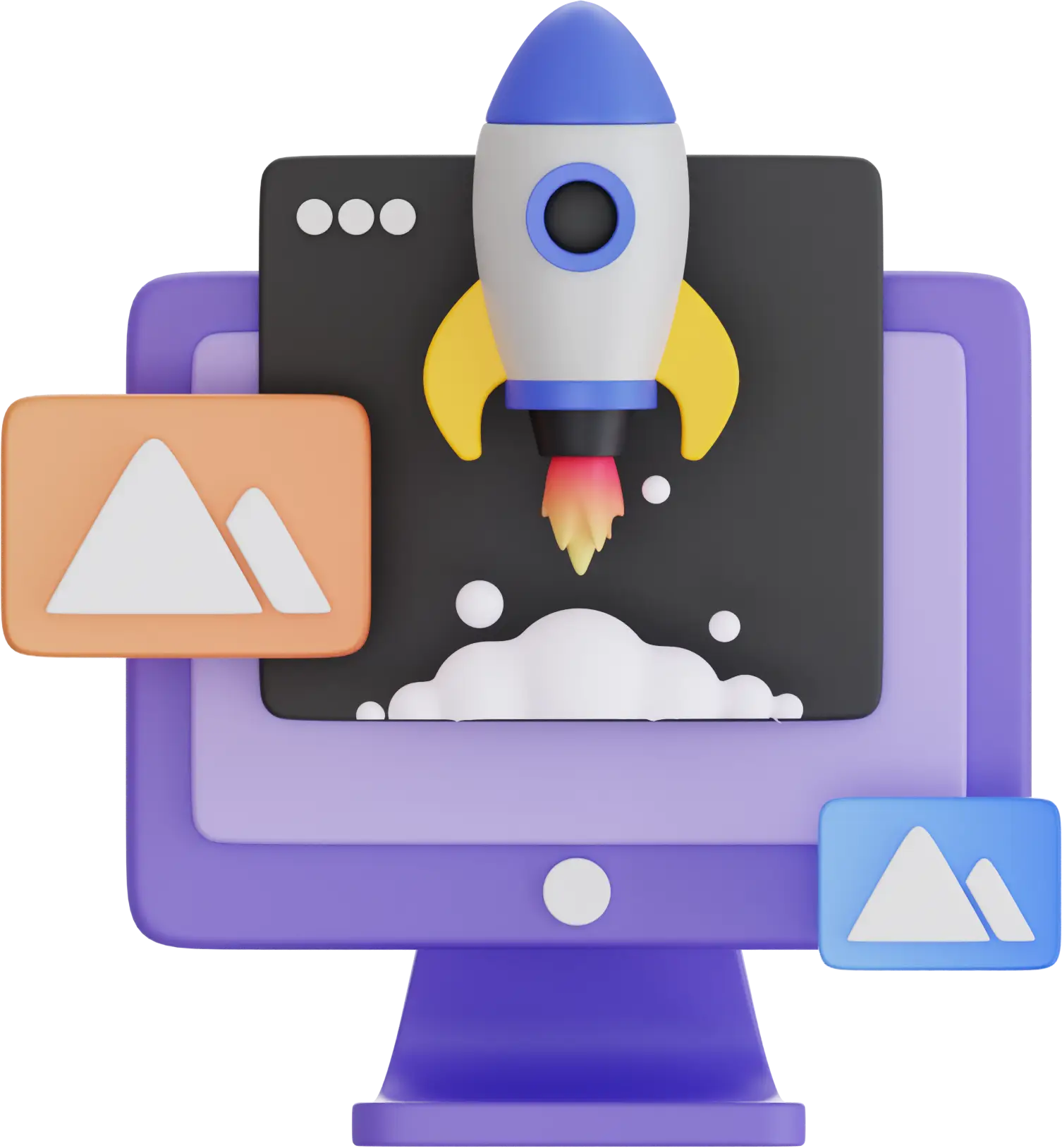 image d'un pc avec une fusée